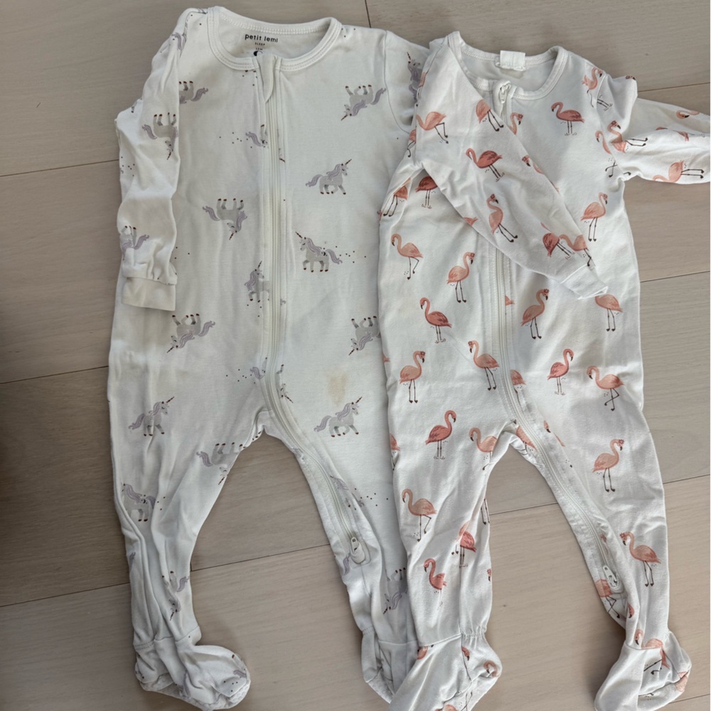 Petit Lem White baby girl footies size 12